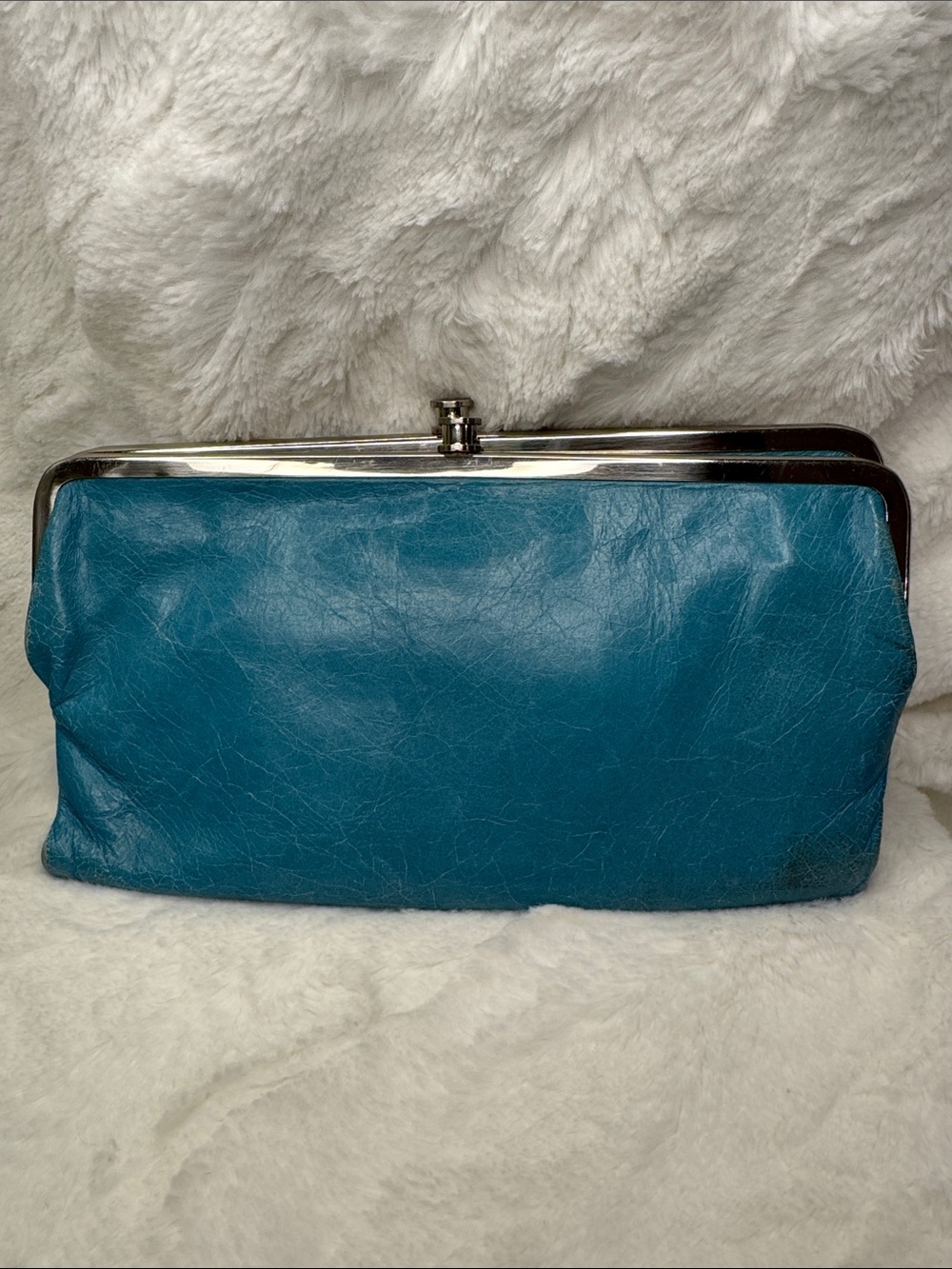 HOBO Teal Leather Frame Clutch - Picture 2 of 8